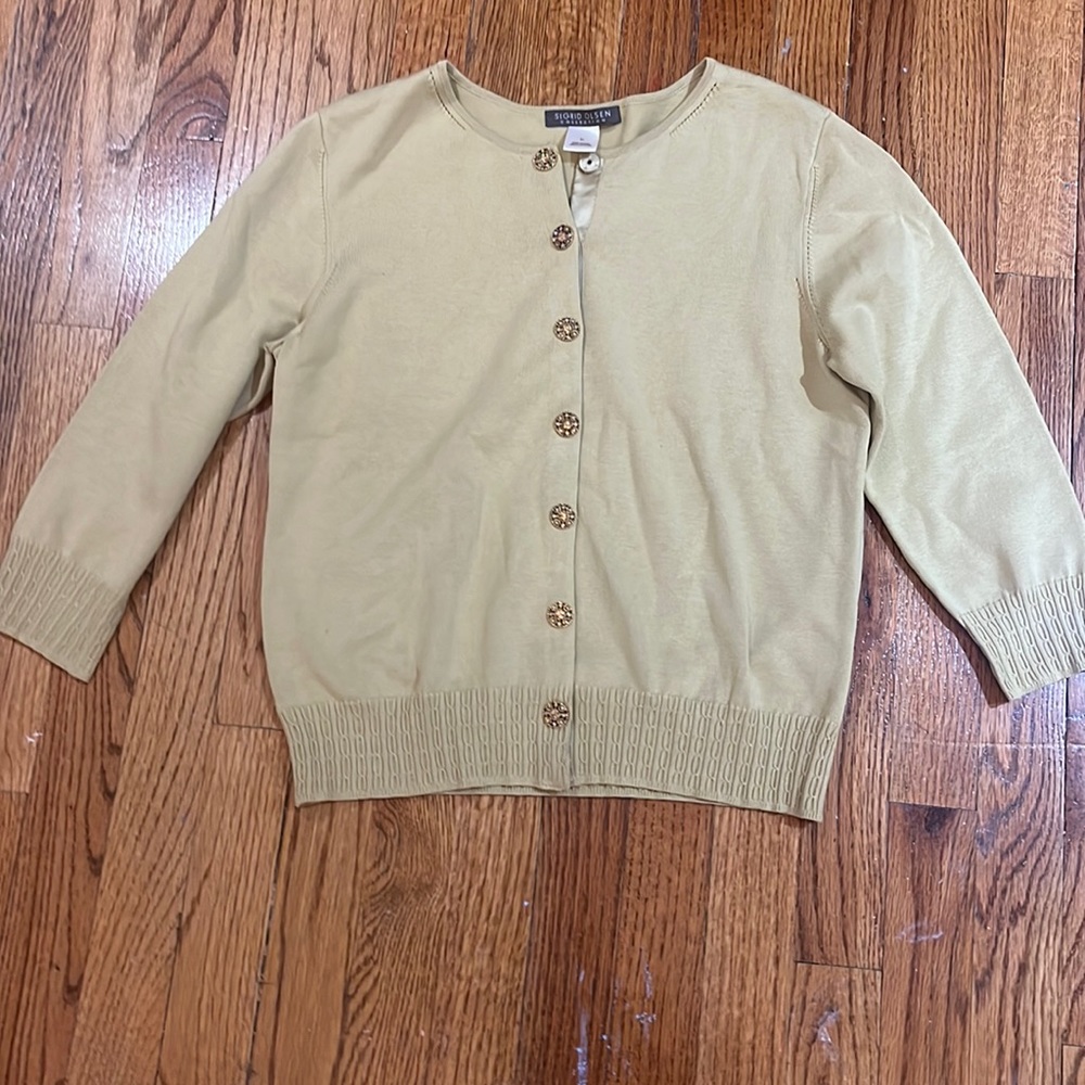 Sigrid Olsen yellow cardigan